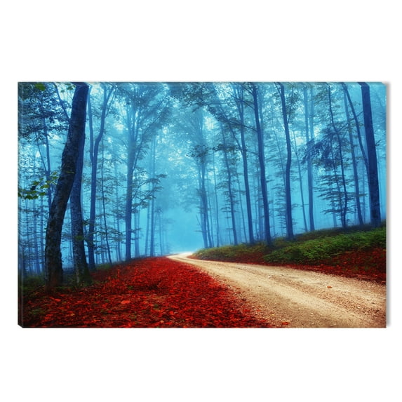 Startonight Canvas Wall Art Fantasy Red Forest Trees Nature Landscape, Dual View Surprise Artwork Modern Framed Ready to Hang Wall Art 100% Original Art Painting 23.62 X 35.43 inch