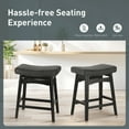 thumbnail image 3 of 24 Inch Solid Wood Barstools with Linen / PU Leather Fabric Cushion, Set of 2 Black Leather Cushion Wood,Faux Leather Footrest,Solid Wood,Padded Seat, 3 of 5