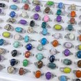 thumbnail image 5 of K-KED 35pcs Wholesale Lots Mixed Color Natural Stone Delicate Jewelry Silver Plated Women Rings, 5 of 6