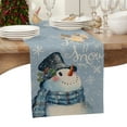 thumbnail image 3 of Table Runner 108 Inches Long for Kitchen Dining, Blue Snowman Christmas Dresser Scarf Farmhouse, Dining Table Decorations for Wedding/Parties, Let Snow Xmas Winter Snowflake 13 x 108 In, 3 of 9