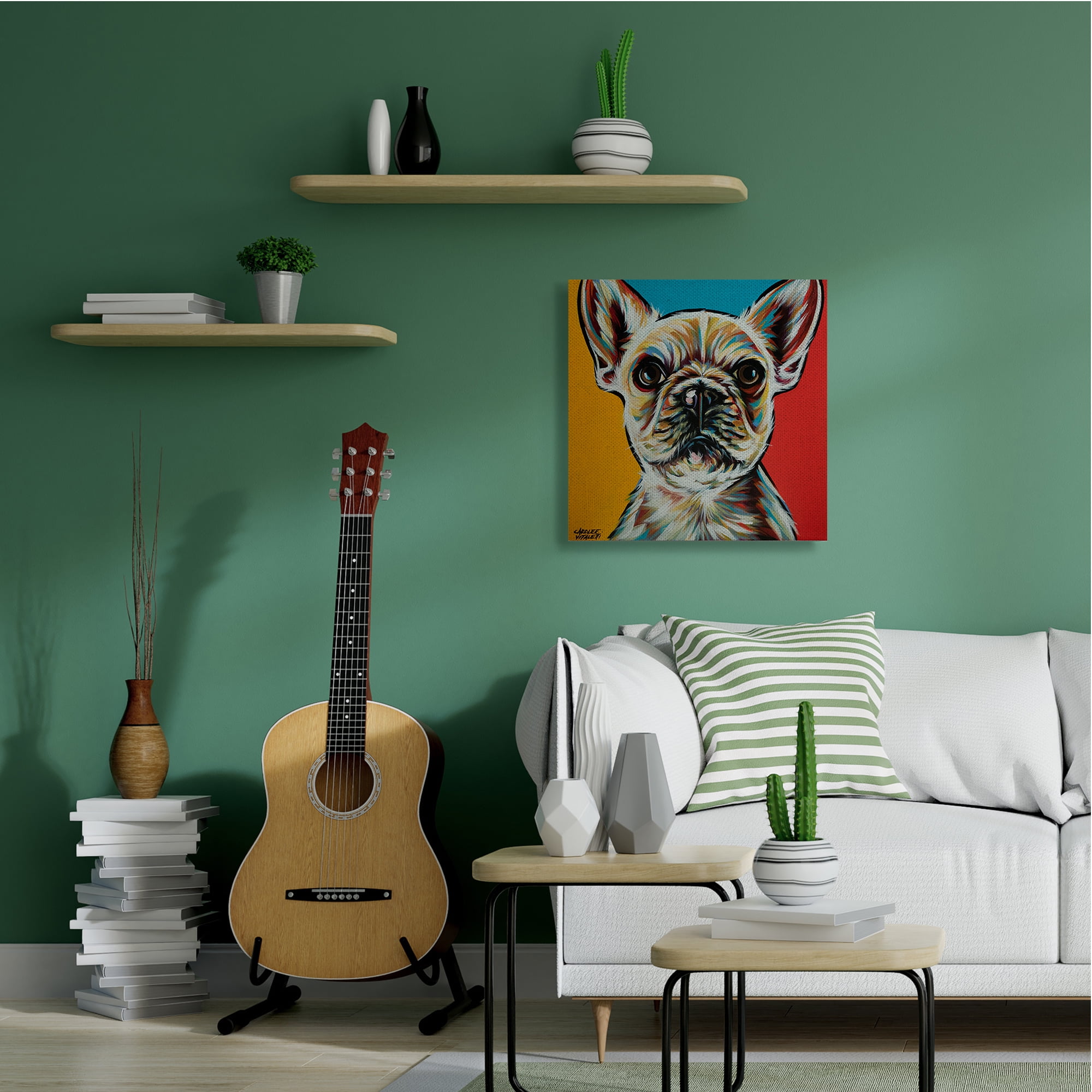 Stupell Industries Chroma Style Dog Small Puppy Red Yellow Blue Pop Canvas Wall Art, 36 x 36, Design by Carolee Vitaletti
