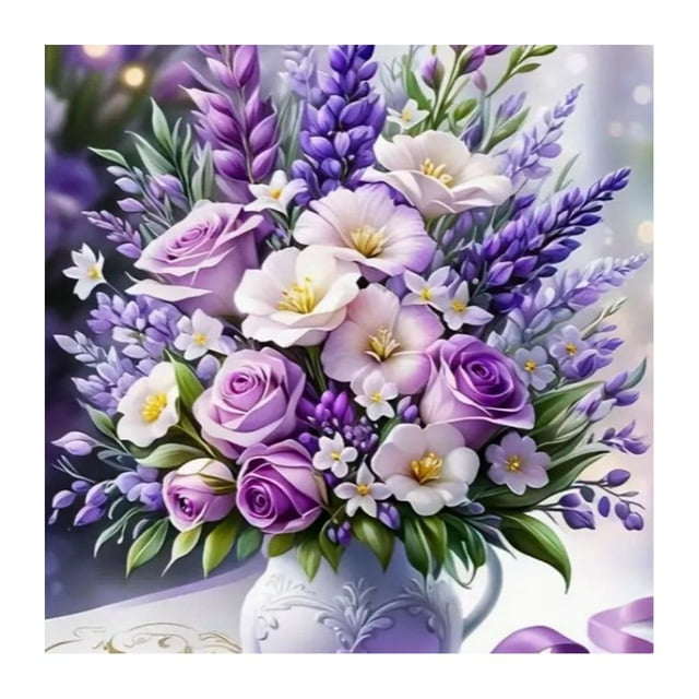 Fleurs Colorées Populaires, Remplies de Diamants, Chambre DIY