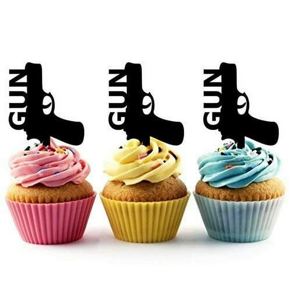 Whimsical Practicality's Gun Silhouette Acrylic Cupcake Toppers 12 pcs