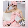 thumbnail image 6 of Women Adjustable Bath Towel Wrap,Soft Body Wraps Dress with Hair Towel for Shower,Super Absorbent and Quick Drying (Pink), 6 of 6