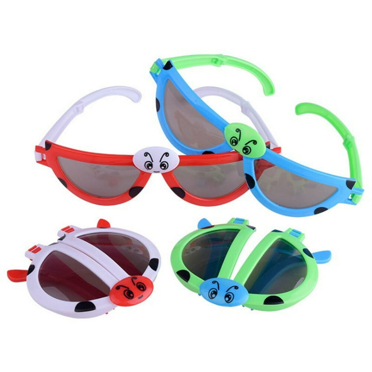 Foldable sunglasses for kids 6pcs Cartoon Ladybird Glasses Plastic Beetle  Folding Sunglasses Deformation Glasses Small Toys Gift for Children Boys  and Girls 