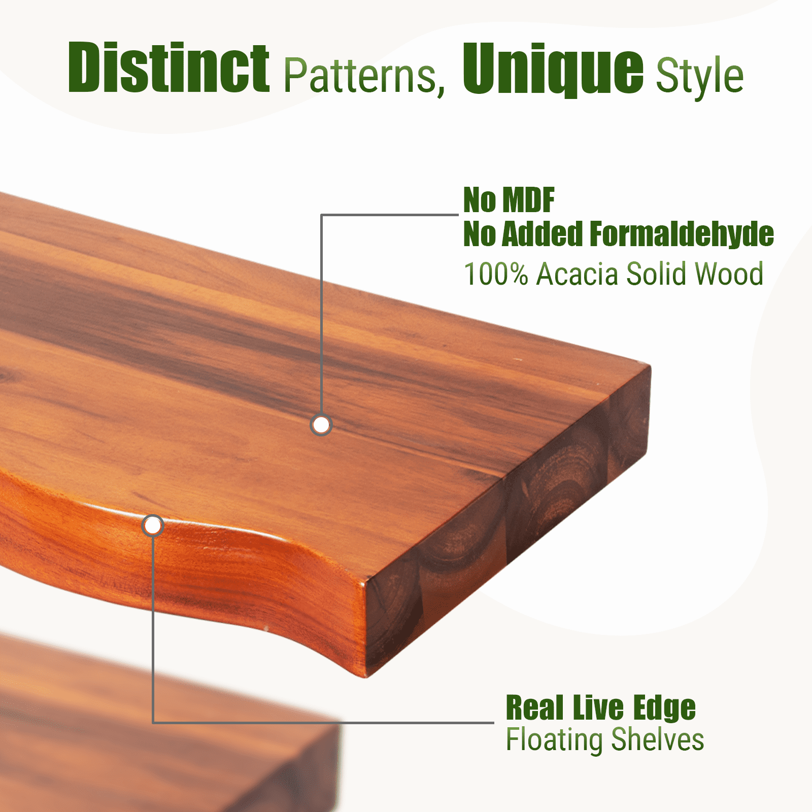 24'' Live Edge Floating Shelves Set of 2 - Thick and Heavy Floating Shelves for Wall, Rustic Shelves with Brackets for Home Decor, Farmhouse Bathroom Decor, Walnut Color, 24" x8''