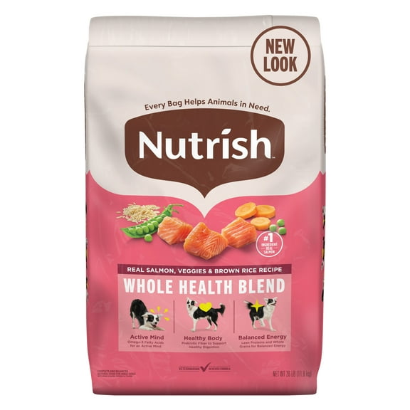 Nutrish Real Salmon, Veggies & Brown Rice Recipe Whole Health Blend Dry Dog Food, 26 lb. Bag (Rachael Ray)