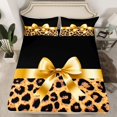 thumbnail image 2 of Homewish Leopard Print 4pcs Bed Sheets For Teens Boys Girls,Kawaii Bow King Sheets,Black Brown Super Cozy Sheet Set,Super Cozy Room Decor, 2 of 7