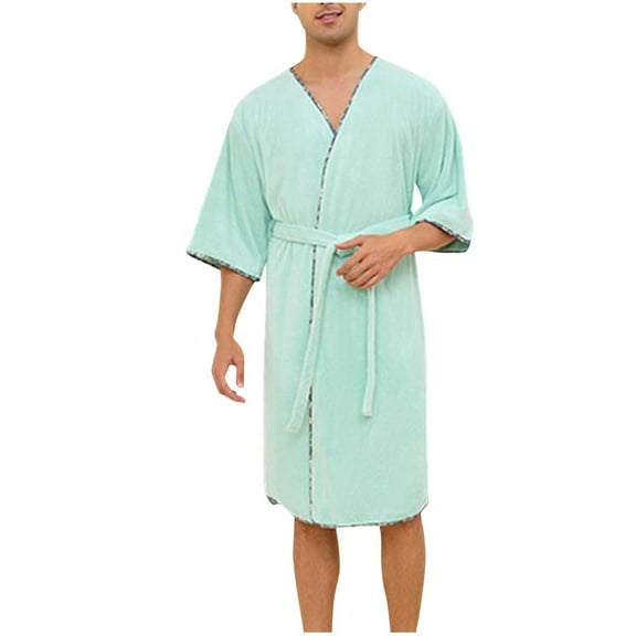 Dovford Mens Robe, Cotton Terry Cloth Bathrobe, Soft Bath Robe for Men