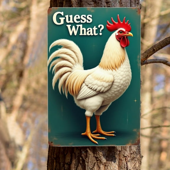 Vintage Tin Sign Metal Sign Chickens Vintage Tin Sign Guess What Funny Chicken Coop Tin Sign Chicken Decor Chicken Butt Farmhouse Kitchen Decor Chicken Coop Accessories Farmhouse 8X12In