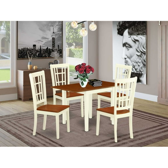 East West Furniture Dining Room Set Buttermilk & Cherry, NDNI5-WHI-W