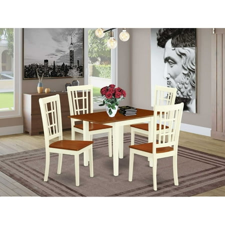 East West Furniture Dining Room Set Buttermilk & Cherry NDNI5-WHI-W