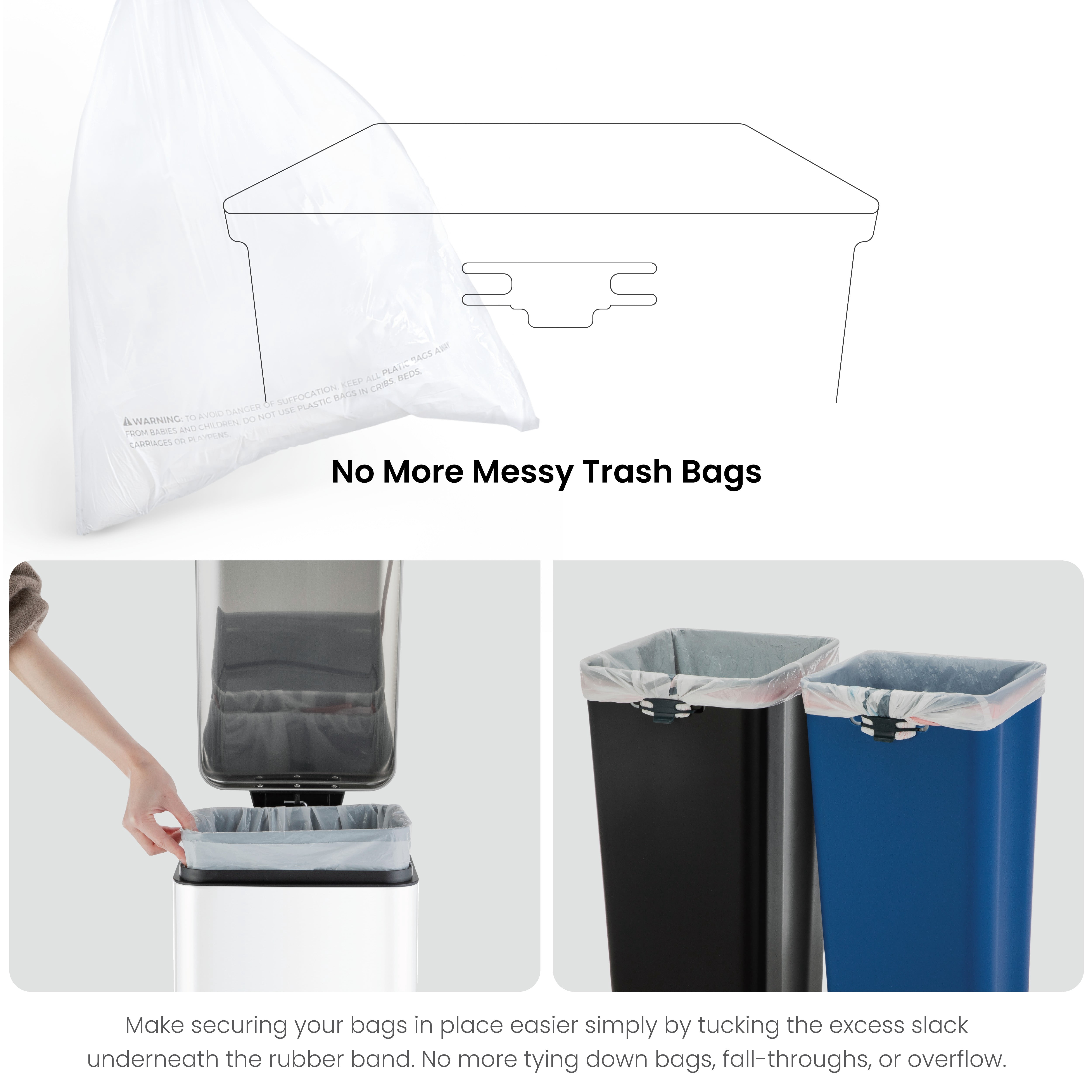 Home Zone Living 13 Gallon Slim Dual Compartment Kitchen Trash Can with Step Pedal and Soft-Close Lid, Stainless Steel, White
