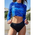 thumbnail image 6 of Charmo Women's Tie-Dye Guard Long Sleeve Two Piece Swimsuit Crop Top Tummy Control Bathing Suit, 6 of 6