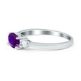 thumbnail image 3 of Three Stone Oval Engagement Ring Simulated Amethyst CZ 925 Sterling Silver Size 5, 3 of 4