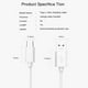 thumbnail image 5 of Kearding Cable de carga USB C de repuesto para tipo C, línea de datos móviles, línea alámbrica de carga rápida, accesorios de Cable USB Teléfono y Comunicación Blanco 1.5 m, 5 of 6
