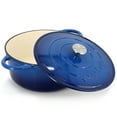 thumbnail image 3 of MegaChef 6.35 Quart Round Enameled Cast Iron Dutch Oven with Self Basting Lid in Dark Blue, 3 of 8