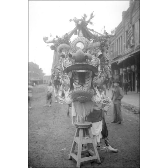 24"x36" Gallery Poster, Chinese dragon head close-up, Los Angeles, ca.1900 (CHS-1155)