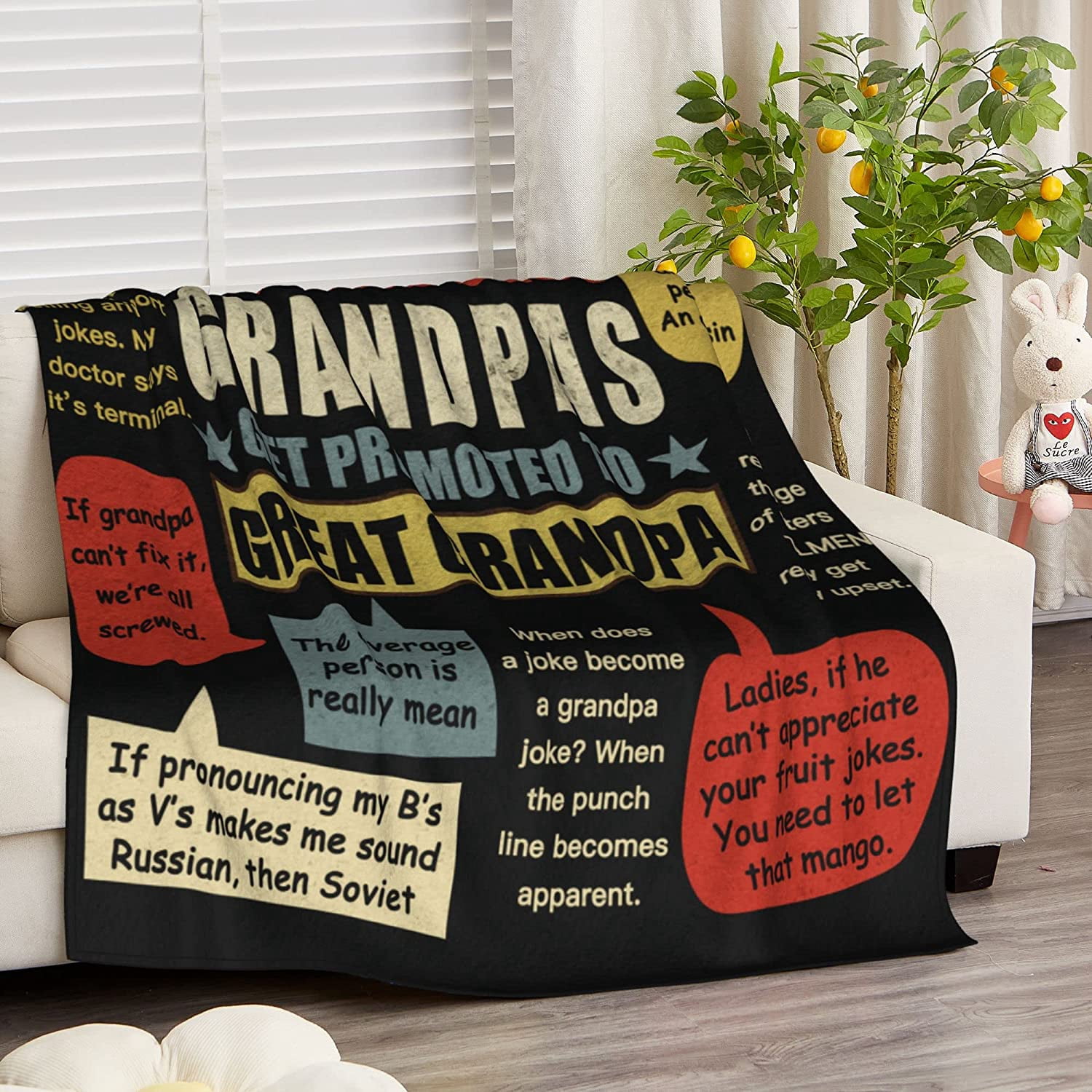 Grandpa Gifts Blanket, Gifts for Grandpa from Grandchildren, Grandpa Throw Blanket Gifts for Birthday Thanksgiving Christmas - Best Grandpa Gifts Idea 60x50 Inches