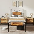 thumbnail image 3 of Dextrus Farmhouse Twin Platform Metal Bed Frame with Headboard & Soundproof Cotton, Adult and teen, No Box Spring Needed, 3 of 9