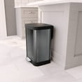 thumbnail image 2 of Glad 13 Gallon Stainless Steel Step Trash Can, Pewter, 2 of 6