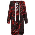 thumbnail image 1 of Women Halloween Print Long Sleeve Lace Up V-neck Mini Dress, 1 of 3