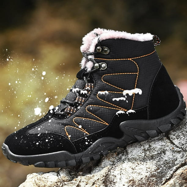 Rokiemen Mens Snow Boots Mens Winter Snow Boots Anti-Slip Ankle Boots Warm  Fur Lined Man Outdoor Shoes Booties Lightweight Hiking Boot 