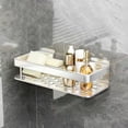 thumbnail image 4 of Multipurpose Self Adhesive Wall Mounted Shelf Black Shower Caddy Hanging Corner Shower Caddy Triangular Aluminum with Hollow Base Removable Corner Shelf for Bathroom Toilet Kitchen Storage, 4 of 6