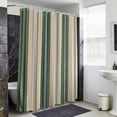 thumbnail image 6 of Xipuska Green Brown Striped Shower Curtain - Water Repellent Fabric Shower Curtains Washable, Modern Stripes Art Farmhouse Decorative Polyester Cloth Bathroom Curtains Modern Bath Decor 36"x72", 6 of 6