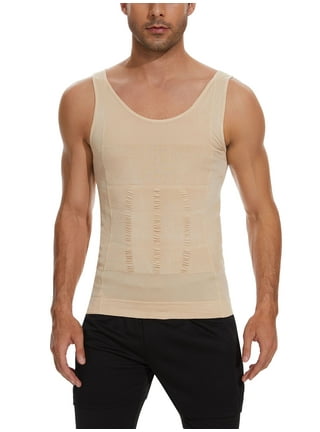 Bonivenshion Men's Compression Shirt Shapewear Slimming Body Shaper Vest  Weight Loss Tank Top Undershirt-White