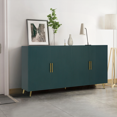 thumbnail image 3 of Mid-Century Wood TV Stand with Storage Cabinet & Adjustable Shelves - Navy Blue Media Console for Living Room/Bedroom (Fits 65” TVs), 3 of 15