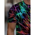 thumbnail image 4 of Men's Short Sleeve T-Shirt - Neon Abstract, Summer Top, Washable Shirt, Comfortable Fit, 4 of 6