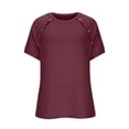 thumbnail image 4 of Wowcloth Women's Ribbed Button-Up Top, Solid Color Short Sleeve Round Neck Raglan, Comfortable Stretchy Fabric for Casual and Daily Wear, 4 of 9