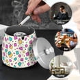 thumbnail image 4 of Yayeee Ashtray with Lid for Cigarette Smokeless Stainless Steel Home Ash Holder, Beige Retro Pattern, 4 of 7