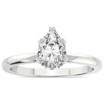 IGI Certified 1 Carat Pear Shape Lab Grown Diamond Engagement Ring | 14K White Gold |Lyla Hidden Accents SolitaireLab Diamond Ring | FG-VS1-VS2 Quality Friendly Diamonds