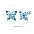 thumbnail image 5 of Juwaliy March Birthstone Earrings Blue Butterfly Earring Stud Aquamarine 925 Sterling Silver Women Jewelry Wife Valentines Christmas Mother's Day Gift, 5 of 8