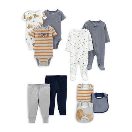 

Carter s Child of Mine Baby Boy Bodysuits Pants Bibs & Sleep N Play 10-Piece Preemie-9M