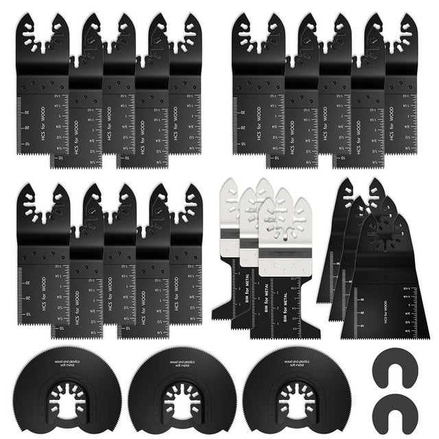 Kit Profesional De Hoja De Sierra Oscilante De Mezcla De Madera/Metal, Herramienta Multiusos, Hojas De Mezcla Oscilantes, Accesorios Duraderos De Acero Al Carbono, 24 Uds. Muyoka Hogar