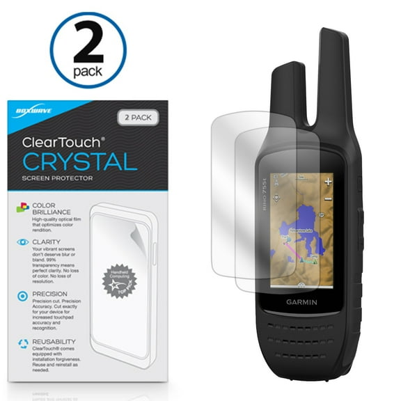 Garmin Rino 755t Screen Protector, BoxWave [ClearTouch Crystal (2-Pack)] HD Film Skin - Shields From Scratches for Garmin Rino 755t, 750