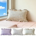 thumbnail image 2 of PEIBang Double Layers Muslin Pillowcase,Vintage Bowknot Print Pillow Case Ruffled Pillow Cover for Bed Couch Sofa Home Decorations, 2 of 6