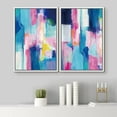 thumbnail image 2 of PixonSign Framed Canvas Print Wall Art Set Pastel Blue and Pink Color Blocks Geometric Shapes Illustrations Modern Art Contemporary Colorful Ultra for Living Room, Bedroom, Office - 16"x24"x2 WHITE, 2 of 5
