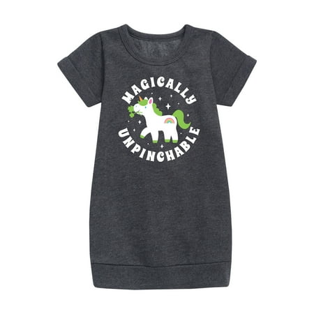 

Instant Message - St. Patrick s Day - Magically Unpinchable - Unicorn - Toddler And Youth Girls Fleece Dress
