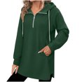 thumbnail image 7 of Horkkom Quarter Zip Pullover Women Casual Tunic Drawstring Tops Fashion Solid Color Comfort Hoodie with Pockets S, 7 of 7