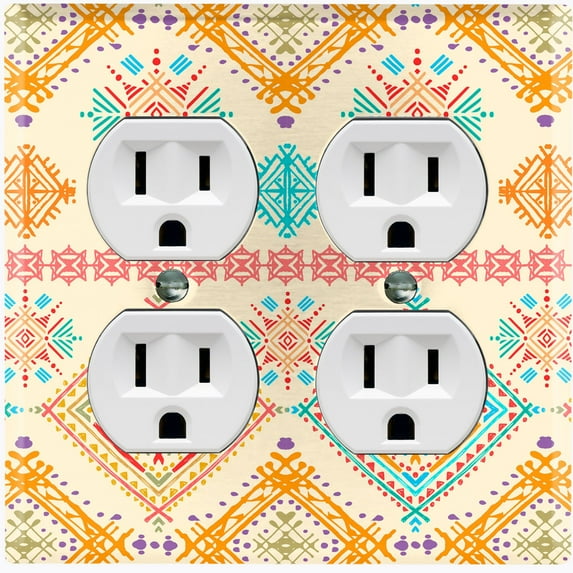 Metal Light Switch Plate Outlet Cover Ethnic Aztec Tribal Pattern Yellow SFR063