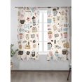 thumbnail image 2 of Coffee Cappuccino Sheer Curtains 2 Panels Set Cartoon Hand Painted Modern Retro Lihgt Filtering Rod Pocket Voile Drape, Semi Sheer Window Curtains for Bedroom Living Room, 52"x72", 2 of 5