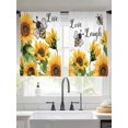 thumbnail image 3 of Sunflower Bee Semi Sheer Window Curtains 54 Inches Long, Vintage Yellow Floral Farmhouse Watercolor Rod Pocket Voile Silky Chiffon Curtain Light Filtering Drapes for Living Room, 52"x54", 2 Panels, 3 of 9
