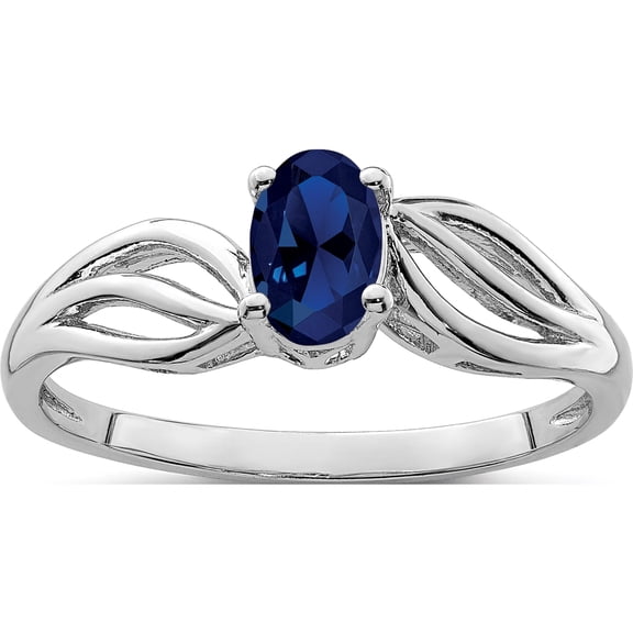 Sterling Silver Rhodium-Plated Created Sapphire Ring (Size 10) Made In China qbr17sep-10