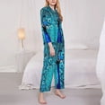 thumbnail image 3 of Lsque Beautiful Blue Peacock Pattern Long Sleeve Pajama Set for Women - Soft 2-Piece Sleepwear and Loungewear Set with Pockets, Comfy Nightwear-Medium, 3 of 7