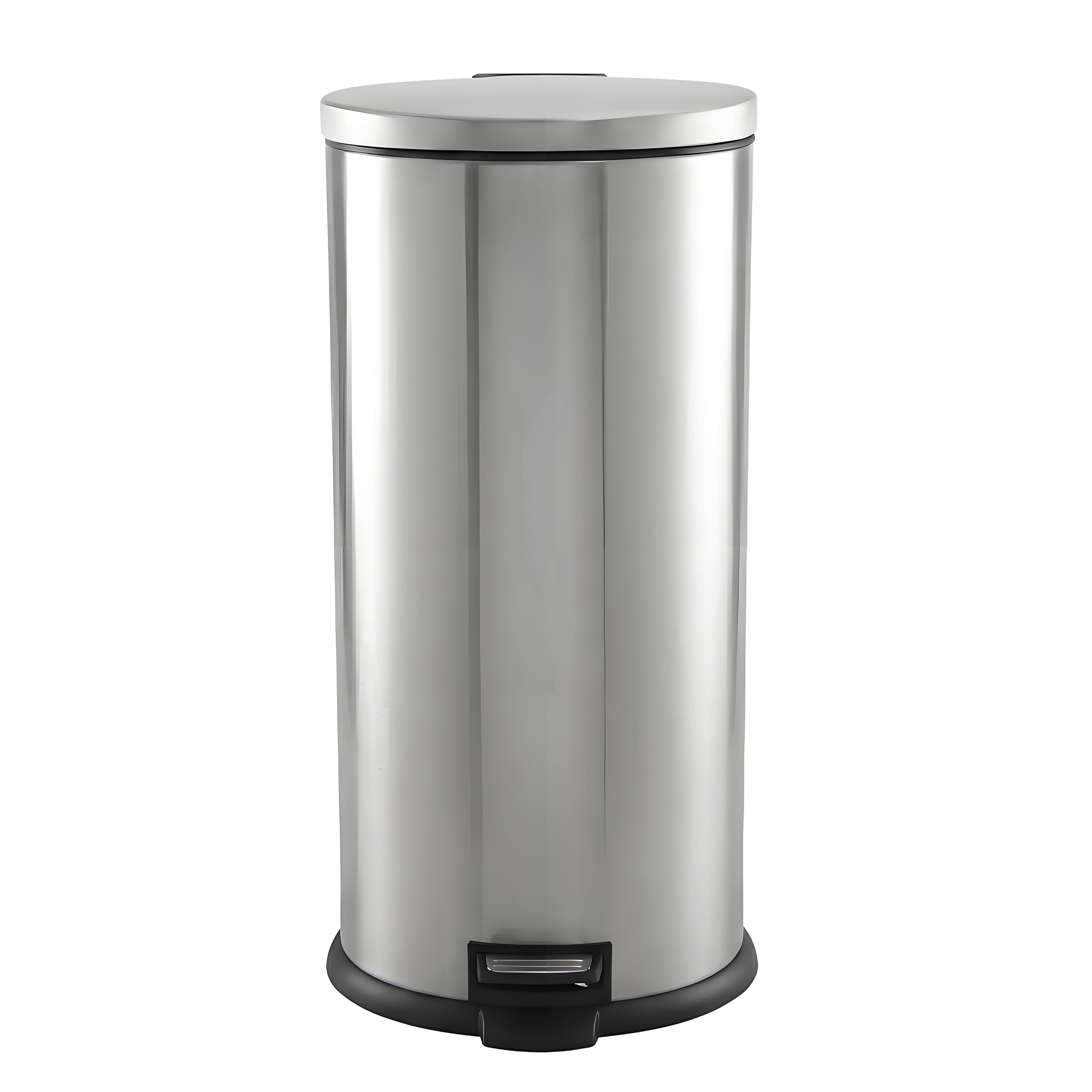 Better Homes & Gardens Kitchen Trash Can, 30 Litre Stainless Steel Round Step Garbage Bin with Soft Close Lid, Silver