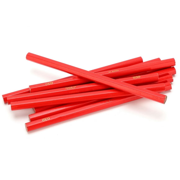 LAFGUR Carpenter Mark Pencils,10Pcs Red Carpenter Pencil Red Core Woodworking Pine Pencil Woodworking Marking Tool,Wooden Pencil